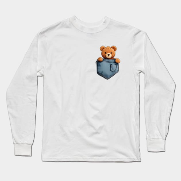 Bag Bear Shirt Pocket Protector School Enrollment Long Sleeve T-Shirt by design-lab-berlin